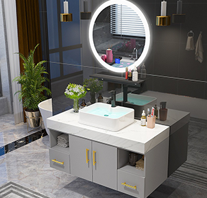 Solid wood bathroom cabinet